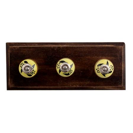 Black Leaf Ceramic Wooden Hooks